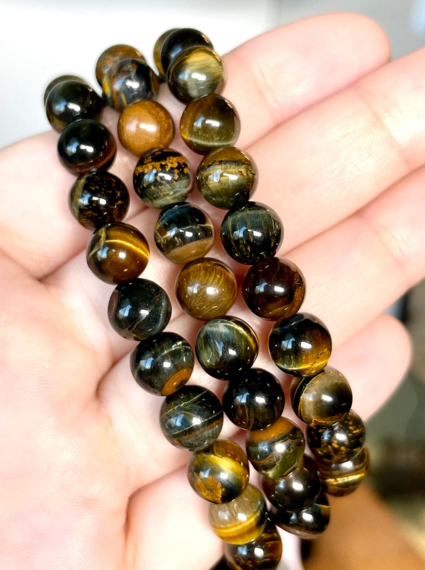 8mm Yellow-Blue Tiger Eye Bracelet