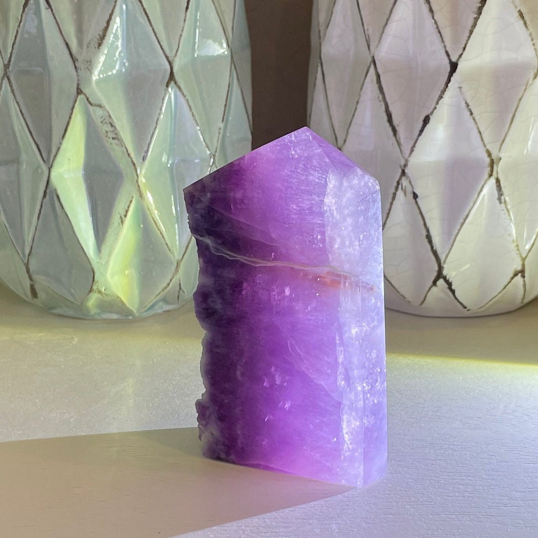 Purple Raw Edge Fluorite, Natural Crystal Slab