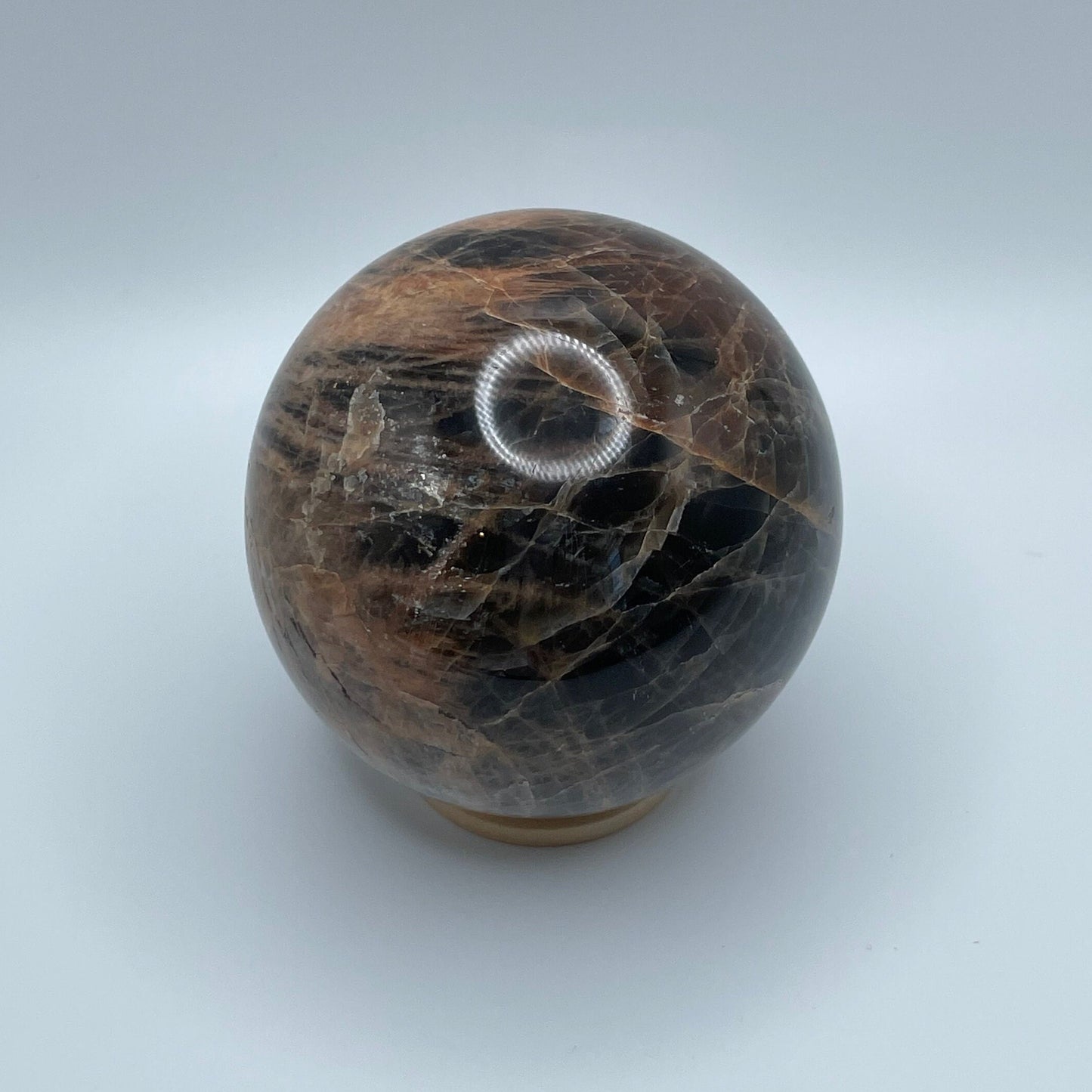 Stunning Black Moonstone Sphere with Silver Flash