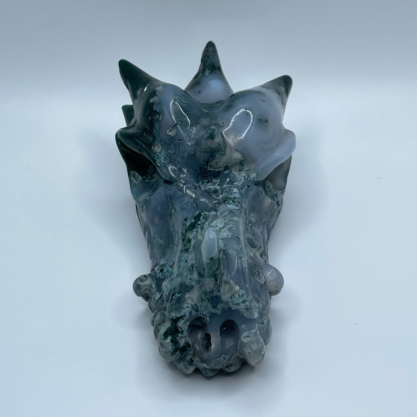 Moss Agate Dragon Head