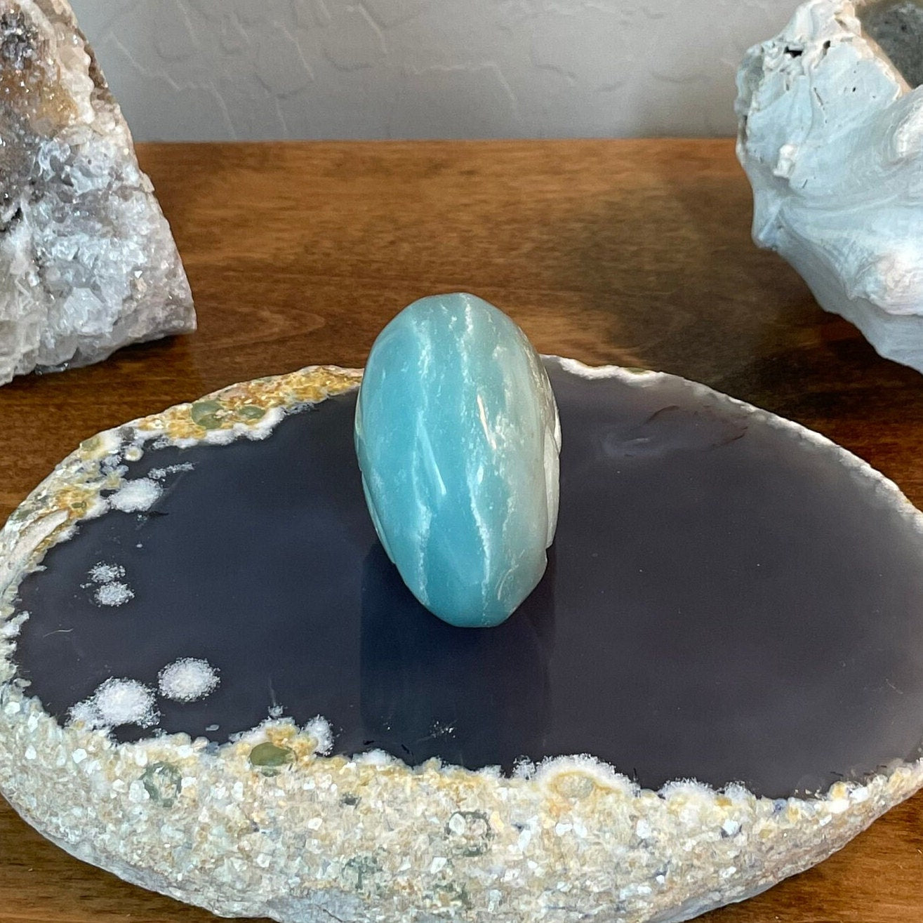 Sky Blue Caribbean Calcite Shell Carving