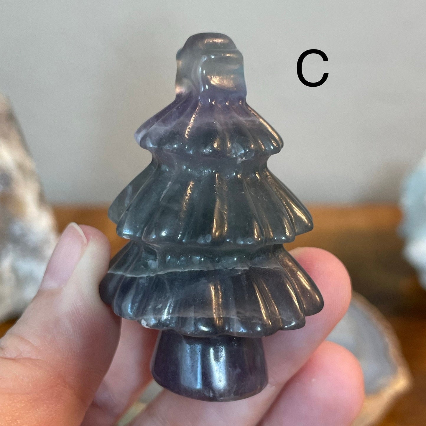 Fluorite Holiday Tree Carving