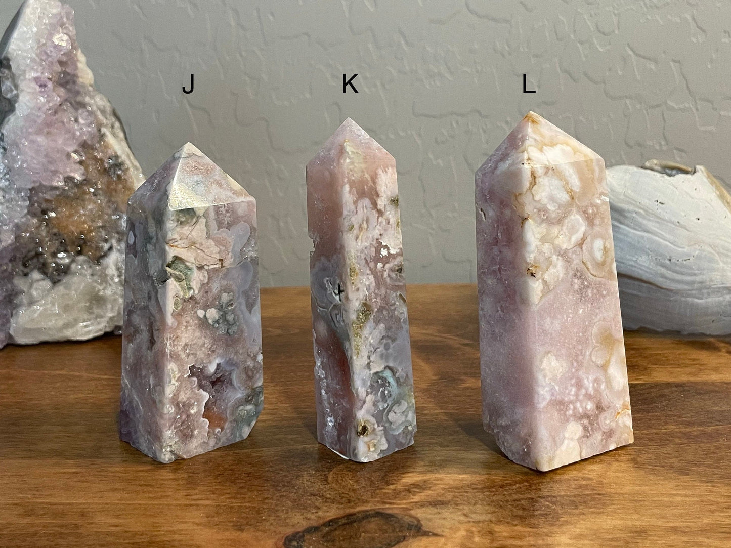 Rare Pink Flower Agate with Amethyst Druzy Towers