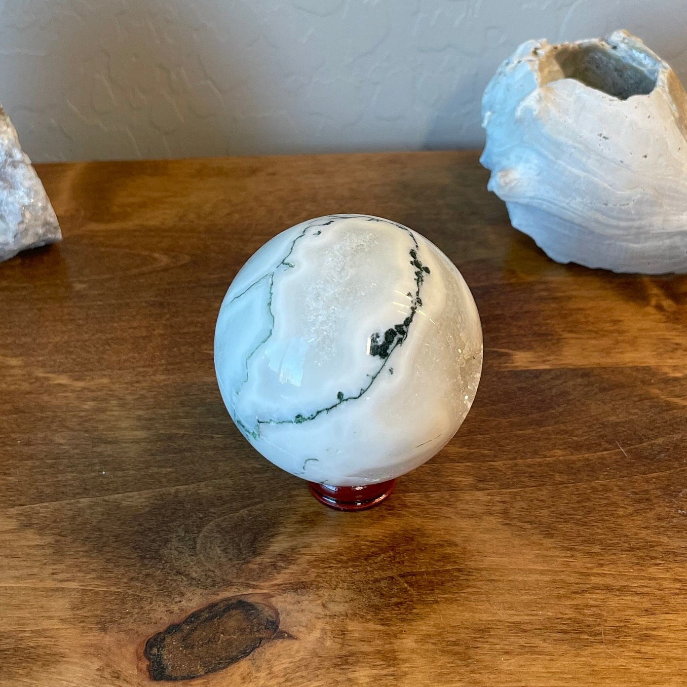 White Moss Agate Sphere
