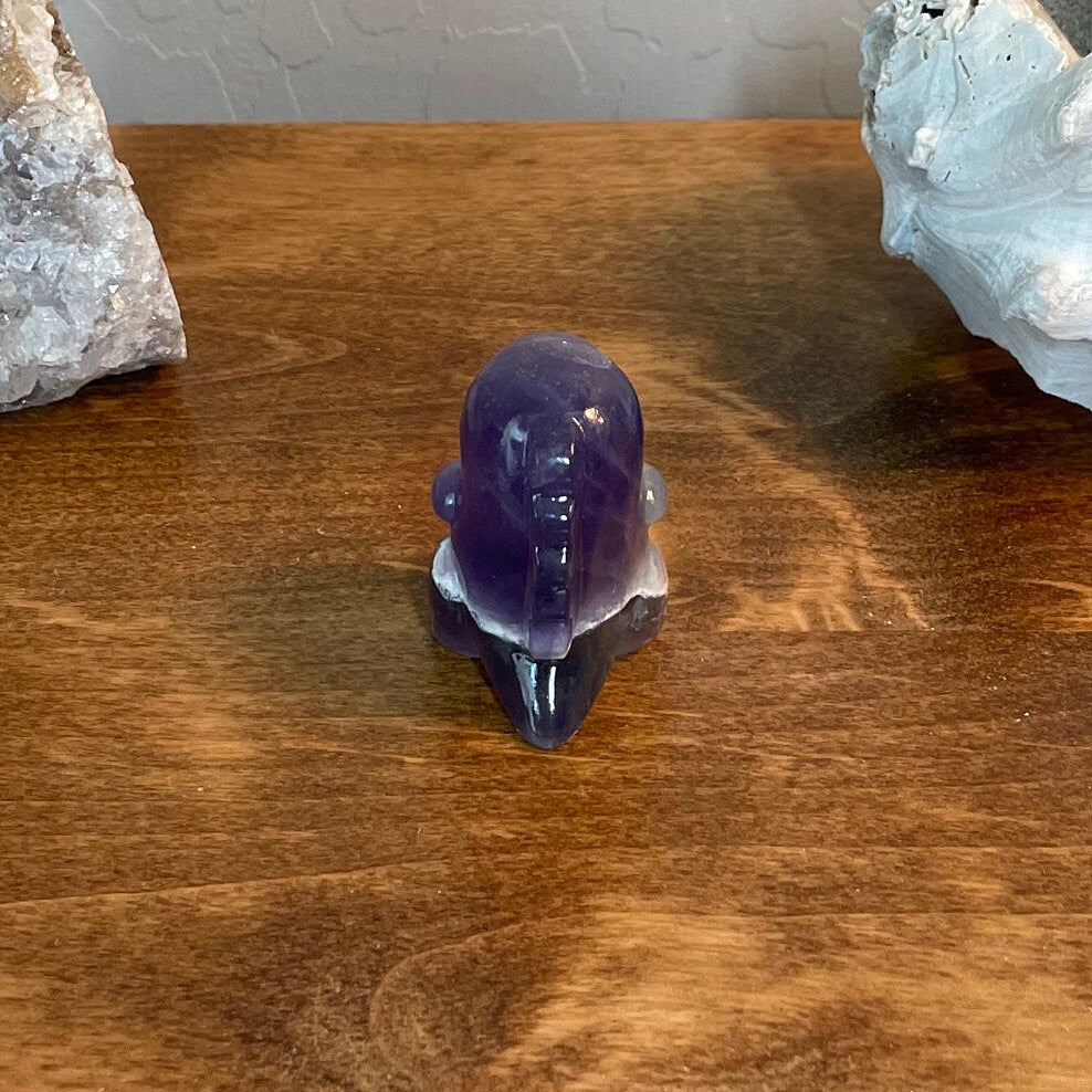Purple Fluorite Dino Carving