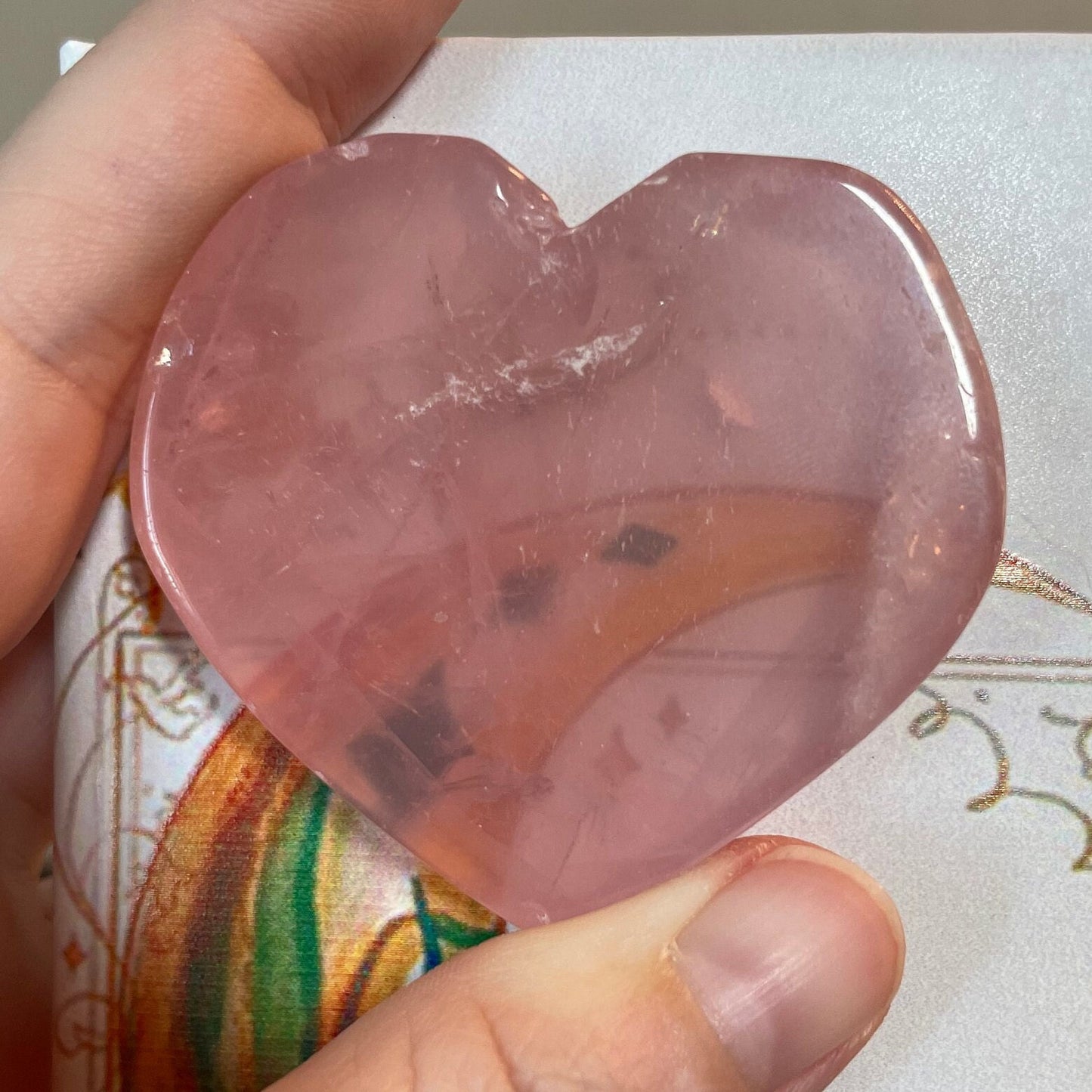 Rose Quartz Heart Carving