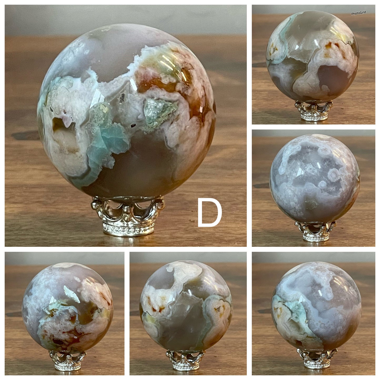 Green Flower Agate Sphere