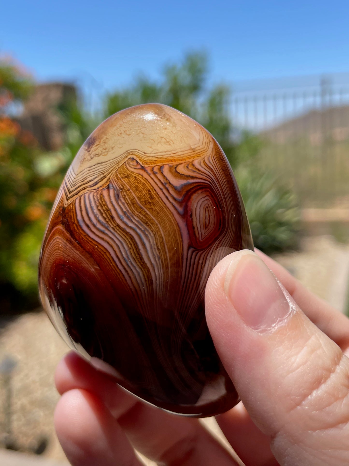 Sardonyx Banded Palm Stone - P05