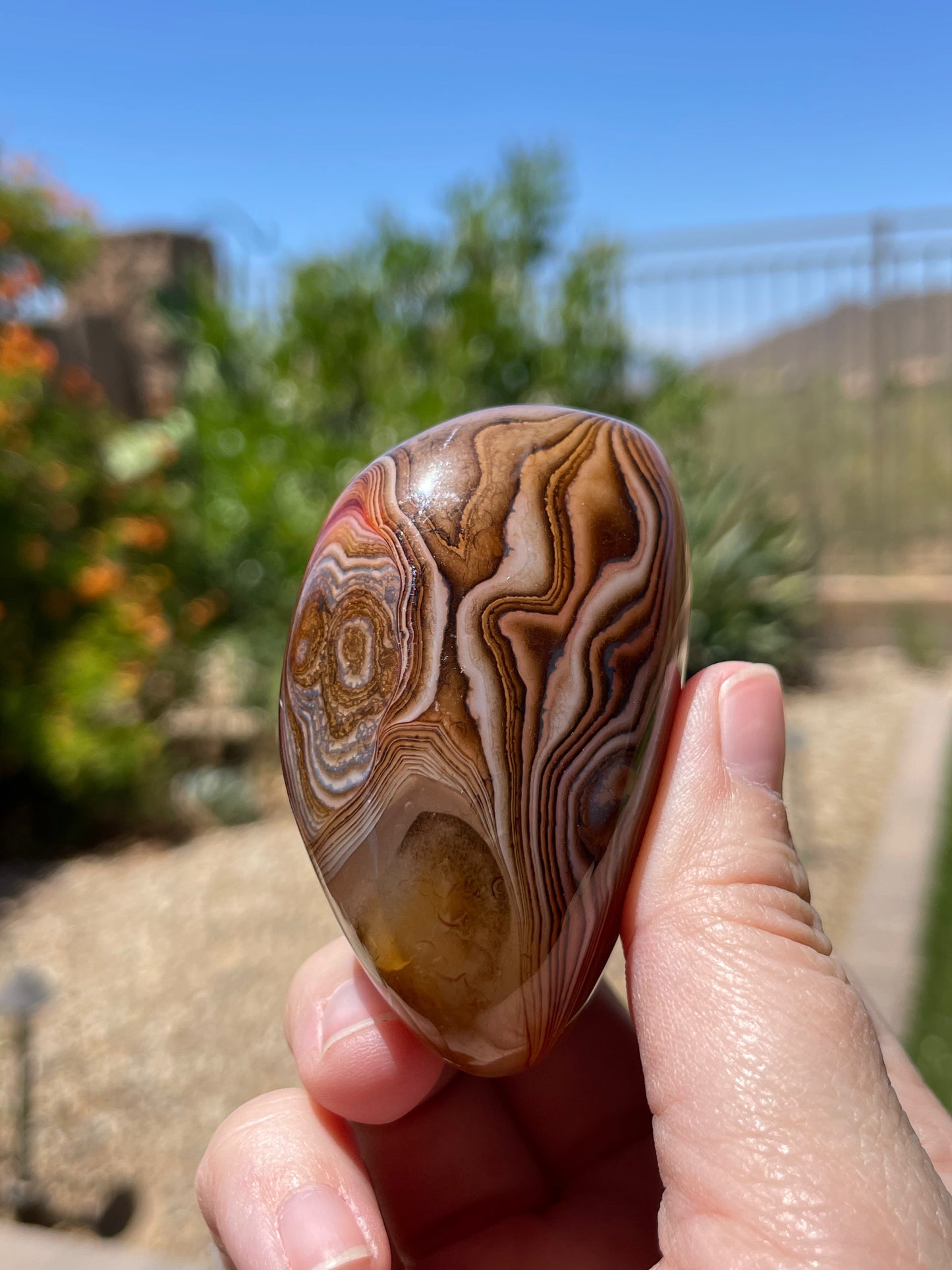 Sardonyx Banded Palm Stone - P05