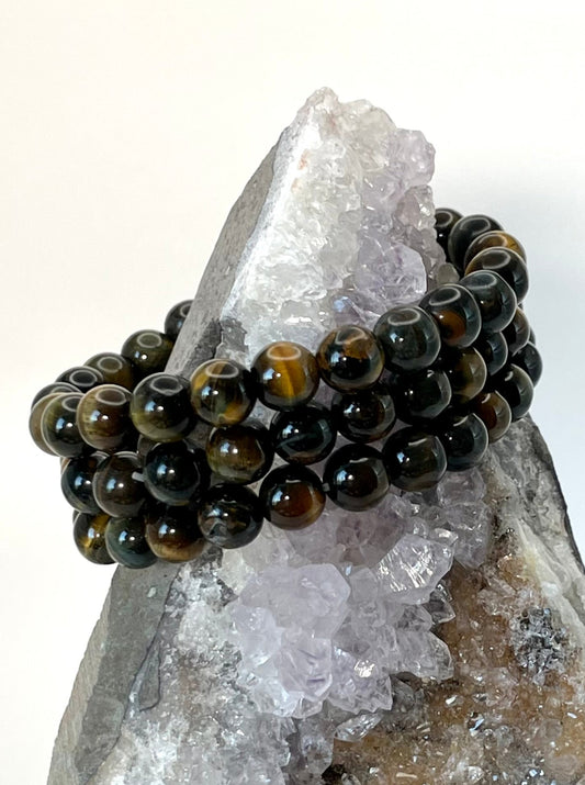 8mm Yellow-Blue Tiger Eye Bracelet