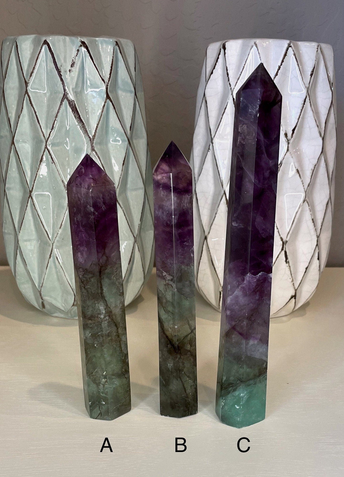 Tall Smoky Rainbow Fluorite Tower, Natural High Polish, Watermelon Fluorite