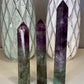 Tall Smoky Rainbow Fluorite Tower, Natural High Polish, Watermelon Fluorite