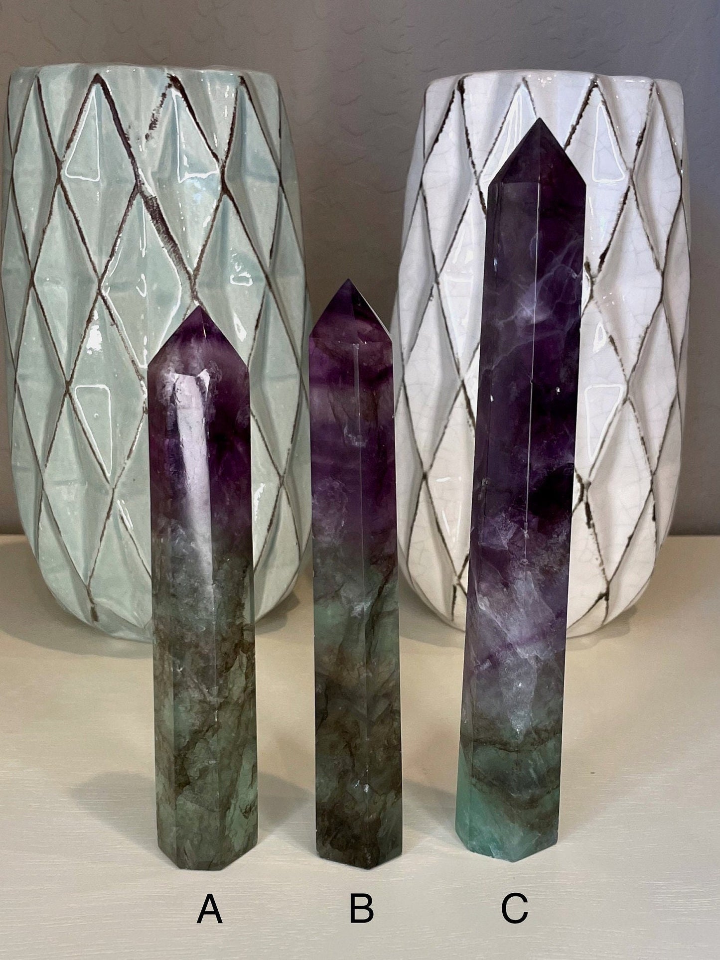 Tall Smoky Rainbow Fluorite Tower, Natural High Polish, Watermelon Fluorite