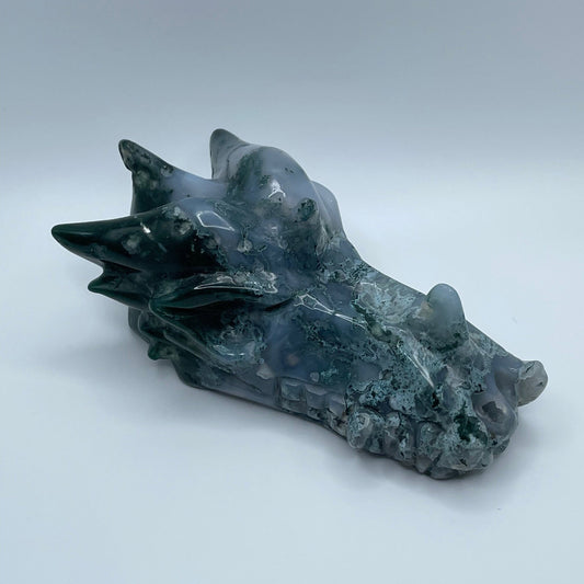 Moss Agate Dragon Head