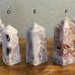 Rare Pink Flower Agate with Amethyst Druzy Towers