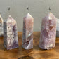 Rare Pink Flower Agate with Amethyst Druzy Towers