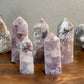 Rare Pink Flower Agate with Amethyst Druzy Towers