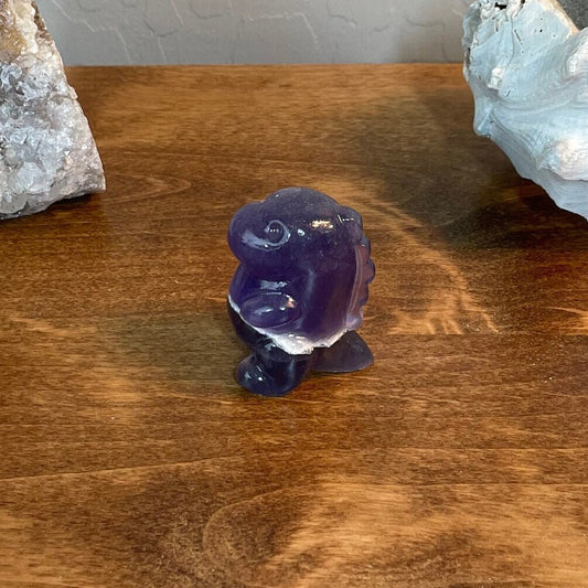 Purple Fluorite Dino Carving