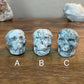 You Choose, Moss and Tree Agate Skull Carvings