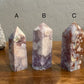 Rare Pink Flower Agate with Amethyst Druzy Towers