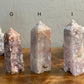 Rare Pink Flower Agate with Amethyst Druzy Towers
