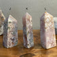 Rare Pink Flower Agate with Amethyst Druzy Towers