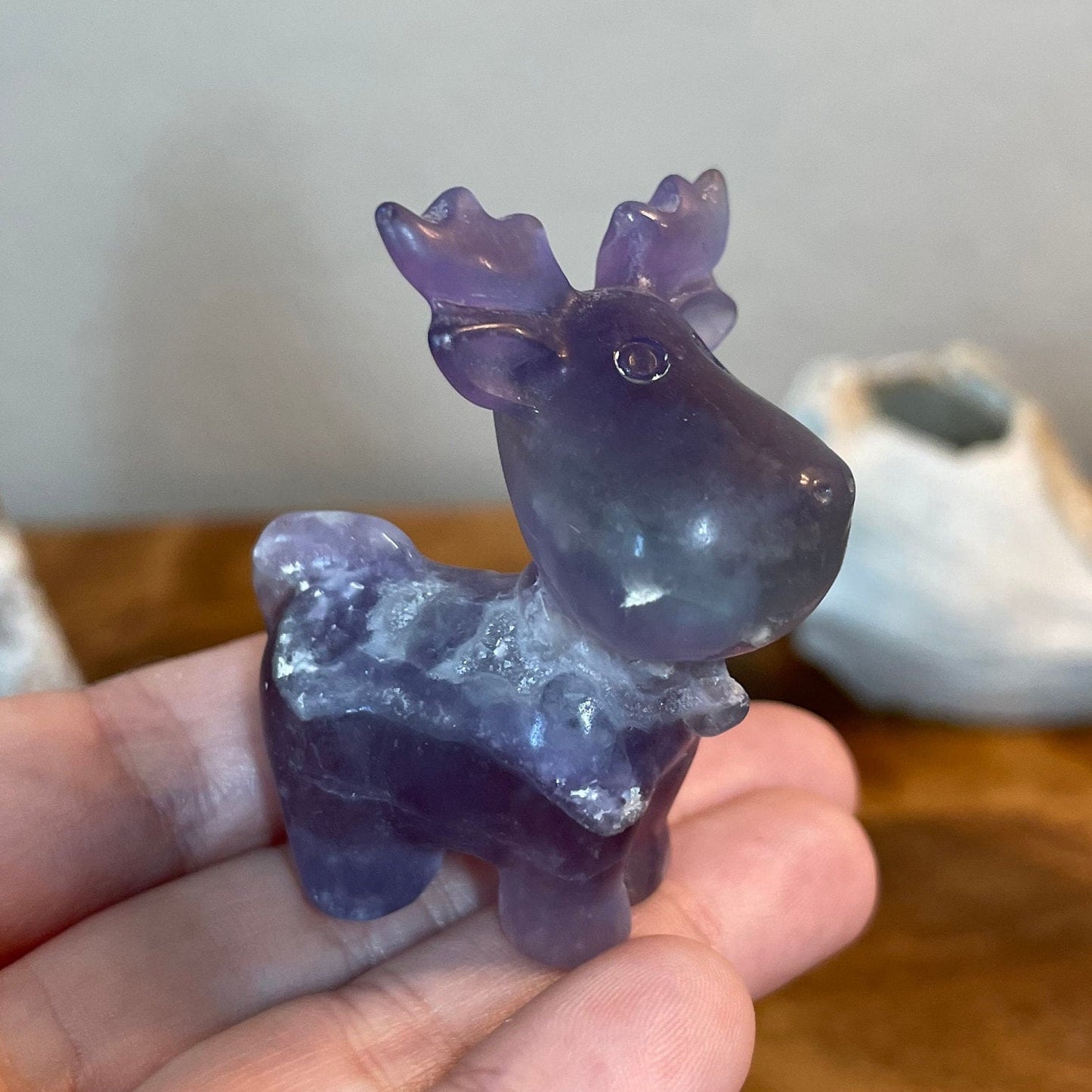 Small Purple and Blue Fluorite Reindeer Carving
