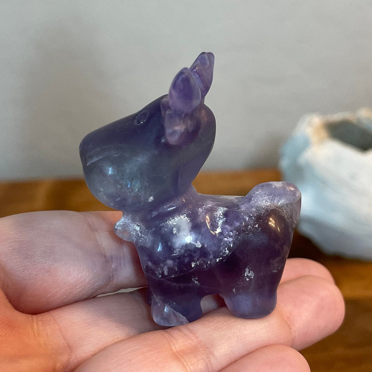 Small Purple and Blue Fluorite Reindeer Carving