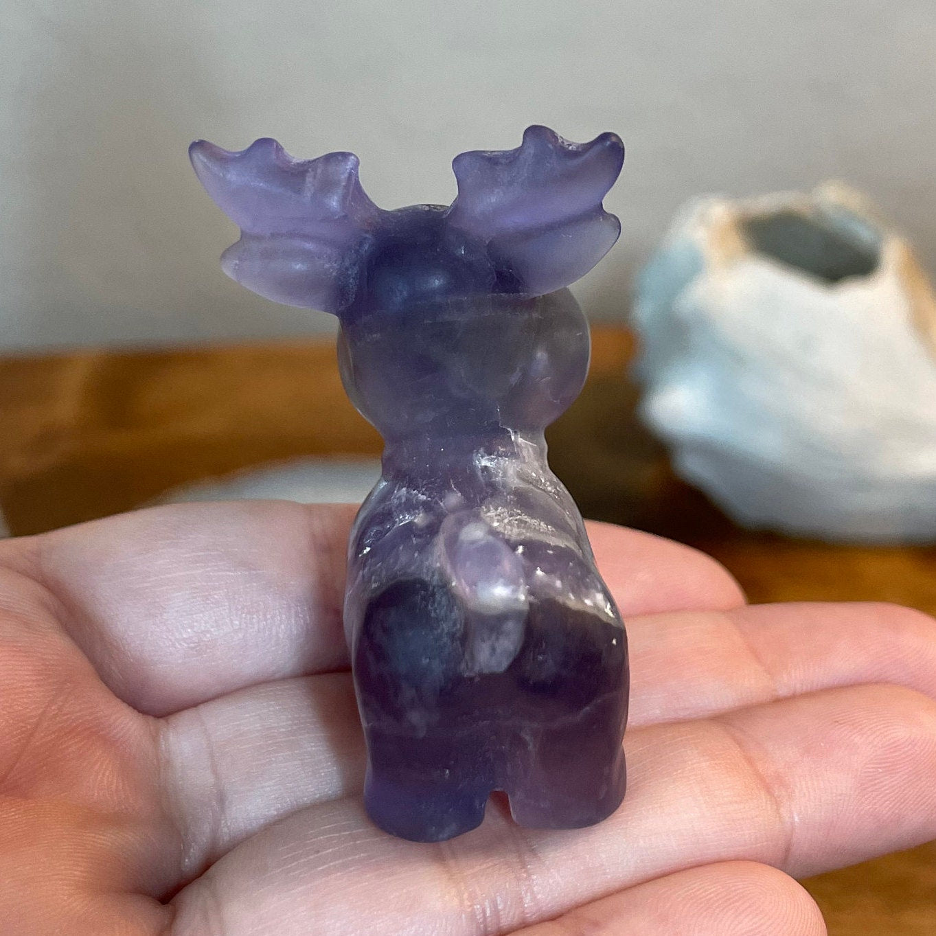 Small Purple and Blue Fluorite Reindeer Carving