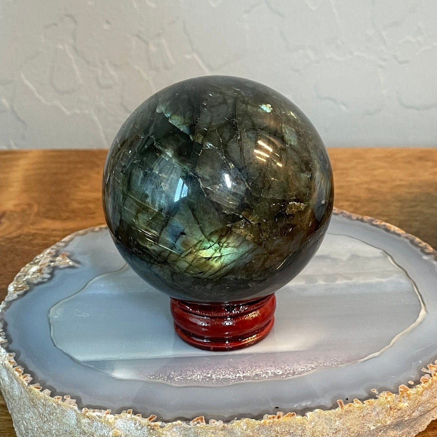 Yellow Flash Dark Labradorite Sphere