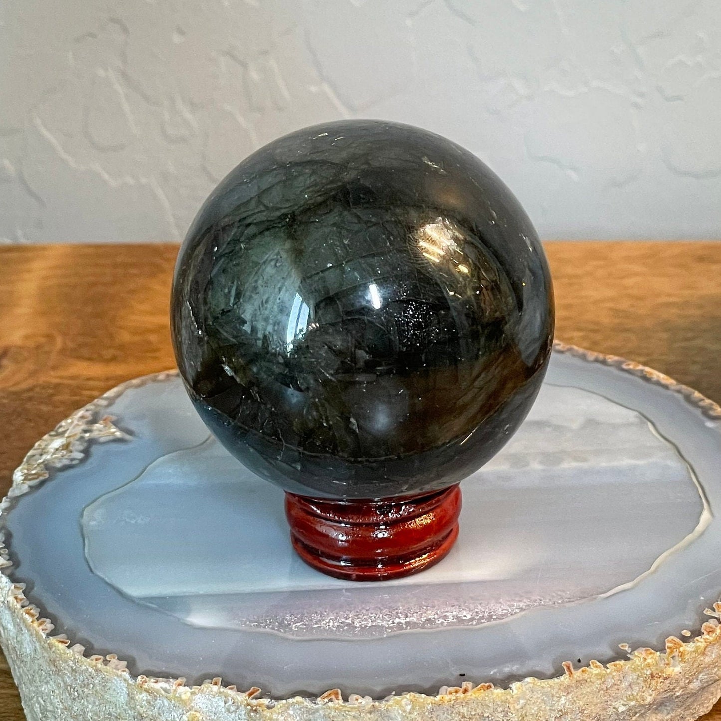 Yellow Flash Dark Labradorite Sphere