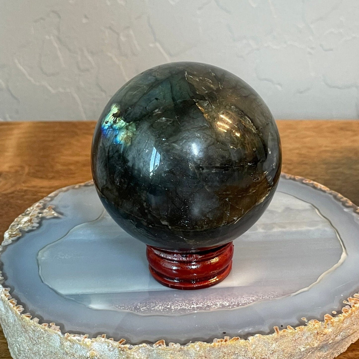 Yellow Flash Dark Labradorite Sphere